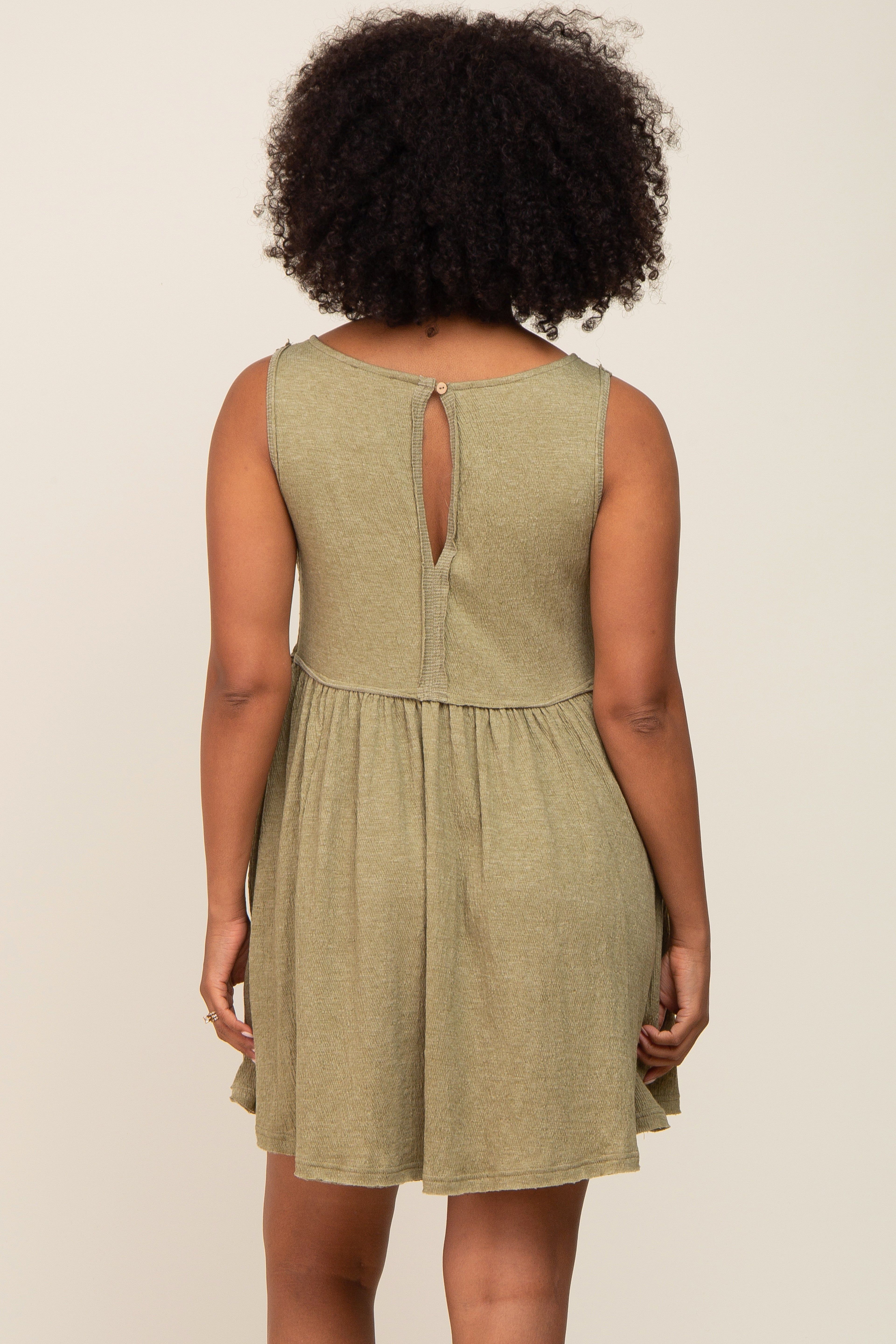 Olive Sleeveless Babydoll Mini Dress sold by Pinkblush product image thumbnail 3