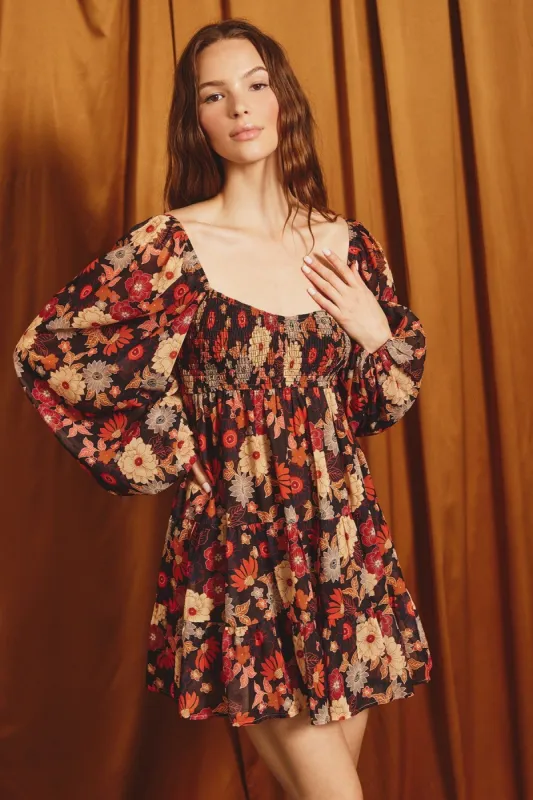 Midnight Floral Babydoll Swing Dress sold by Pinkblush