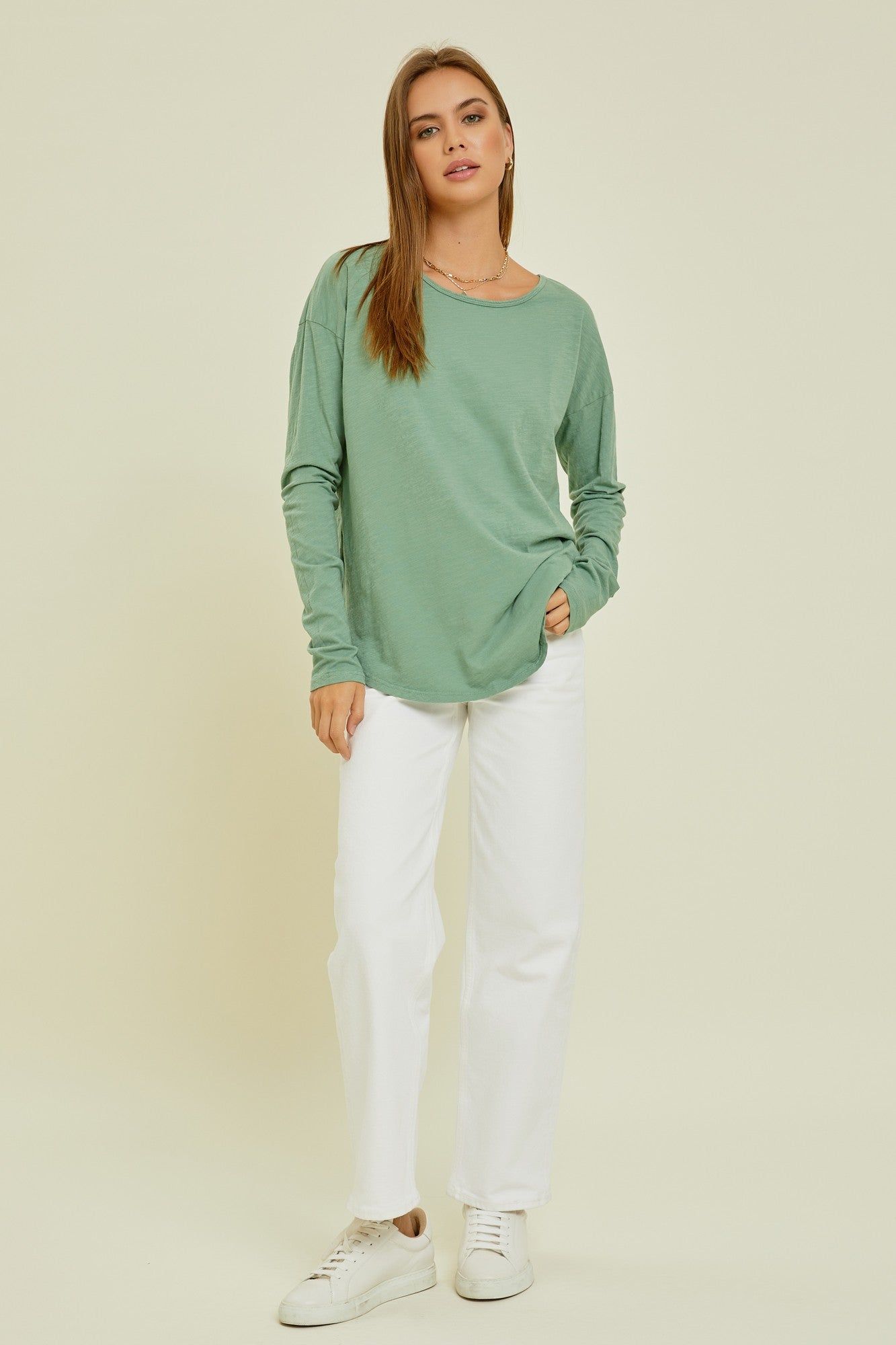 Green Long Sleeve Curved Hem Maternity Top sold by Pinkblush product image thumbnail 5