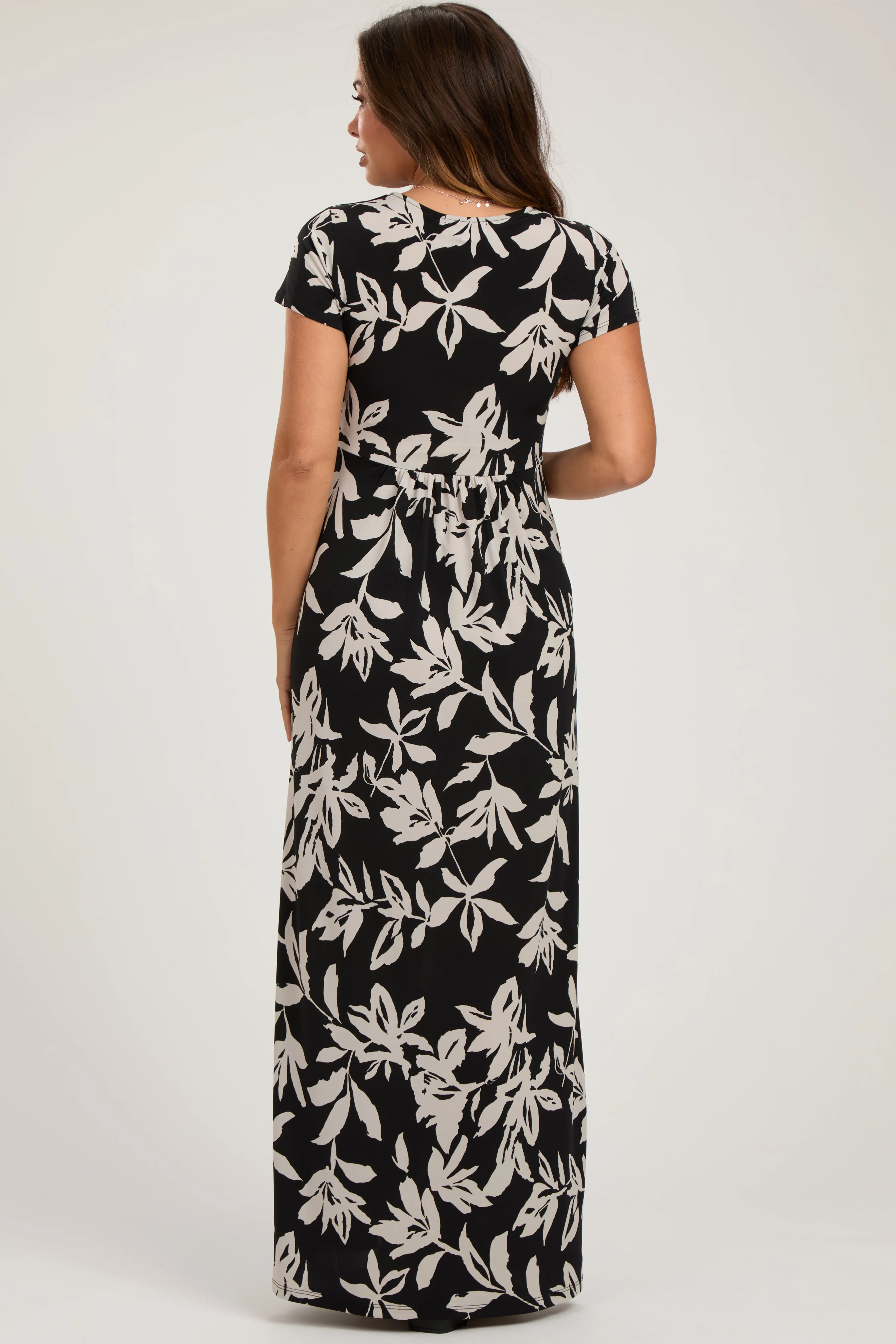 Black Floral V-Neck Maternity Maxi Dress sold by Pinkblush product image thumbnail 3