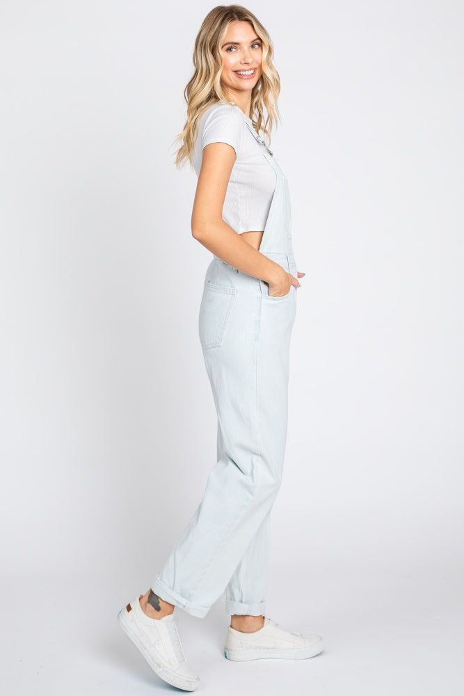 Light Blue Cuffed Denim Overalls sold by Pinkblush product image thumbnail 2