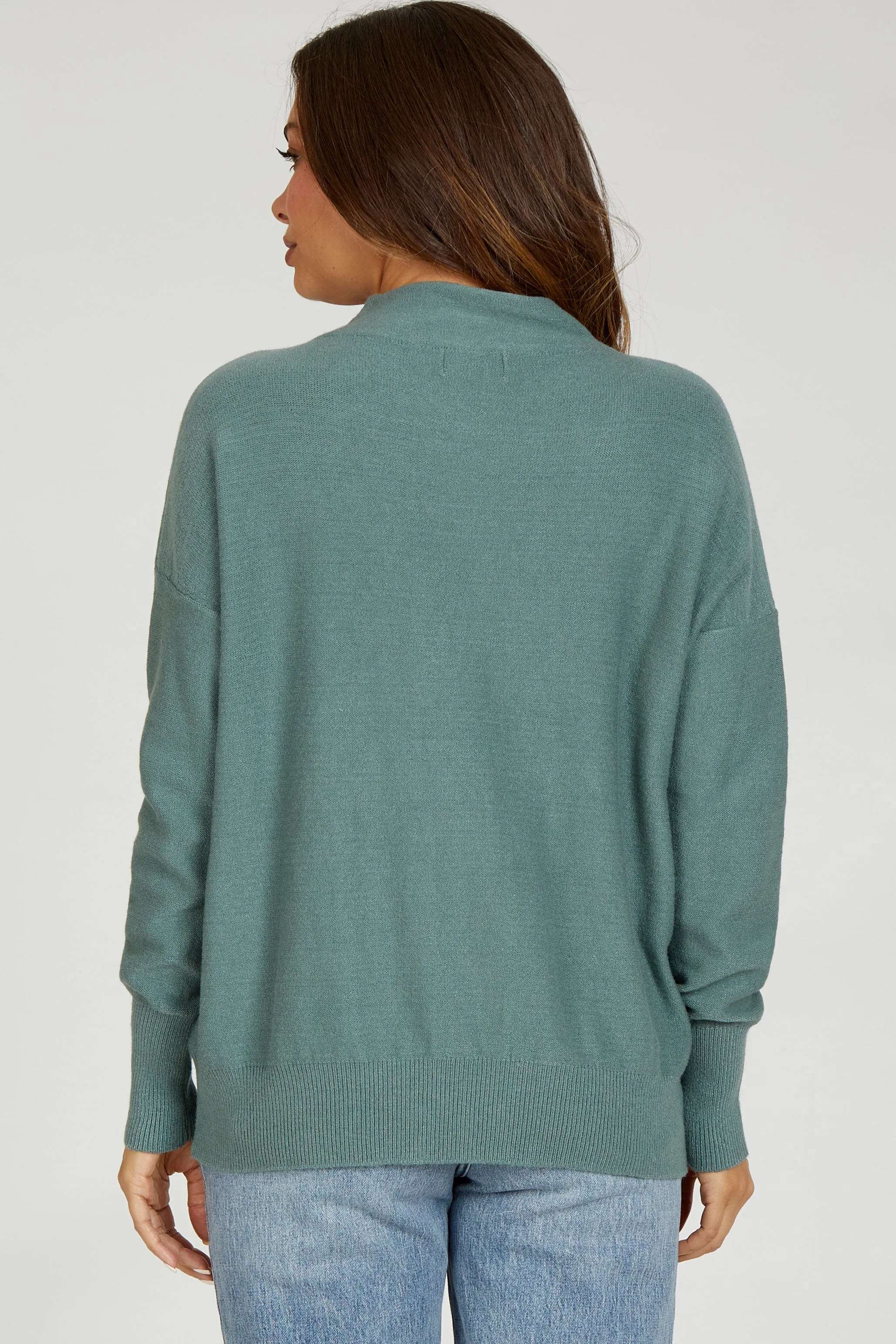 Light Olive Soft Knit Mock Neck Maternity Sweater sold by Pinkblush product image thumbnail 3