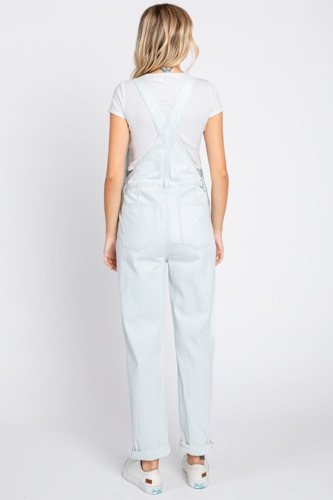 Light Blue Cuffed Denim Overalls sold by Pinkblush product image thumbnail 3