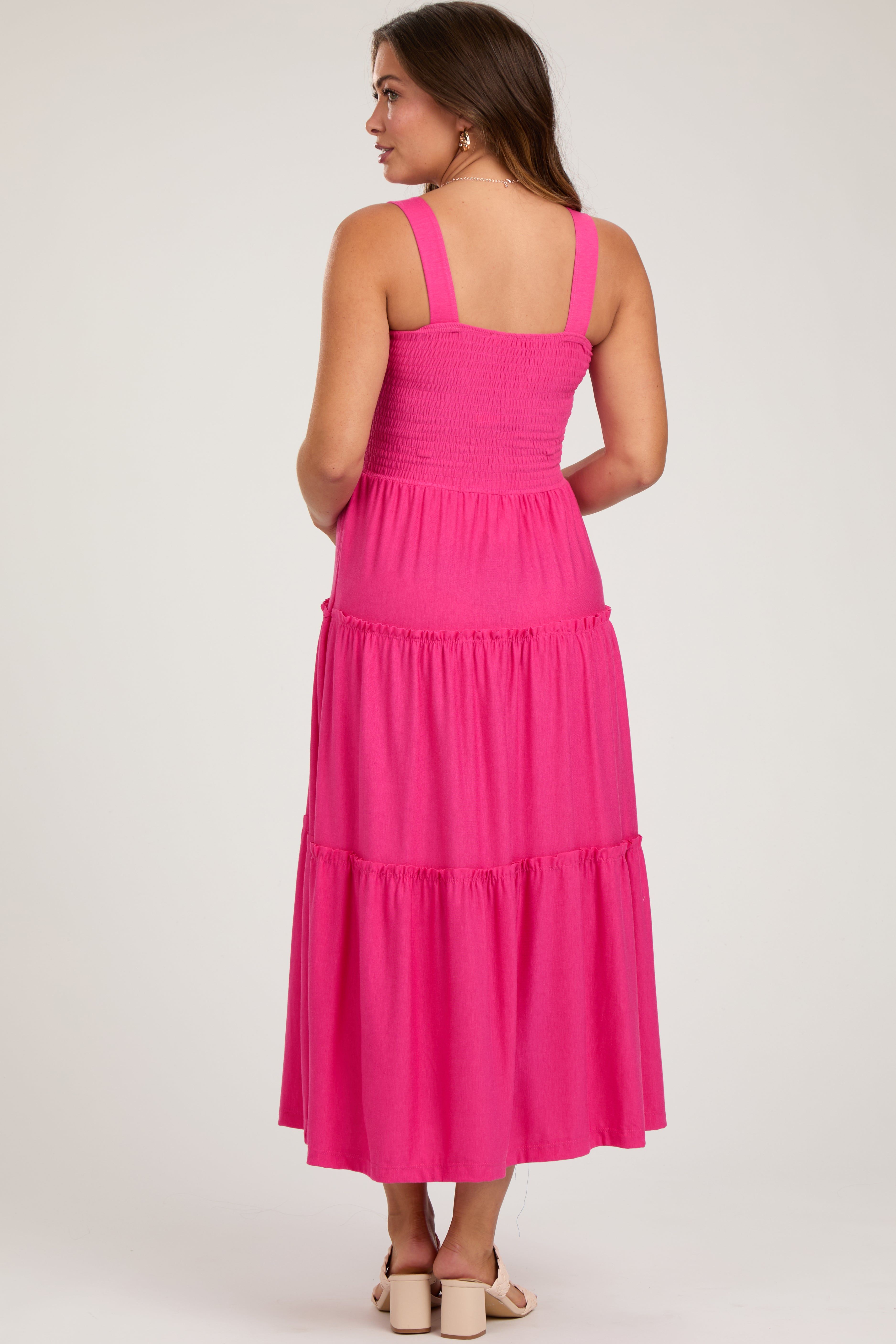 Fuchsia Sleeveless Tiered Maternity Maxi Dress sold by Pinkblush product image thumbnail 2