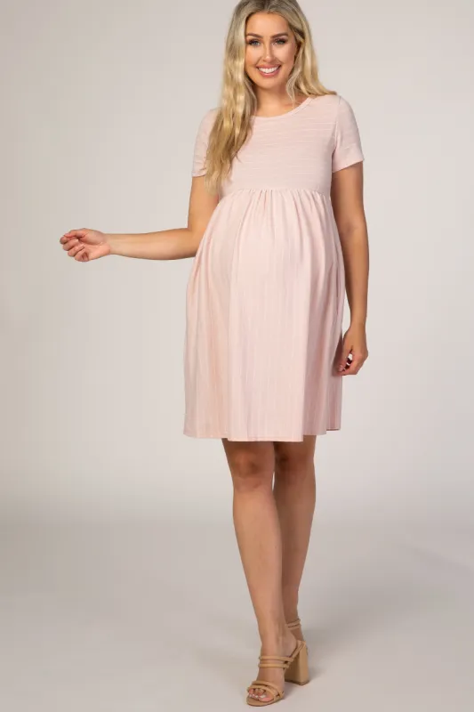 Pink Striped Maternity Babydoll Dress sold by Pinkblush