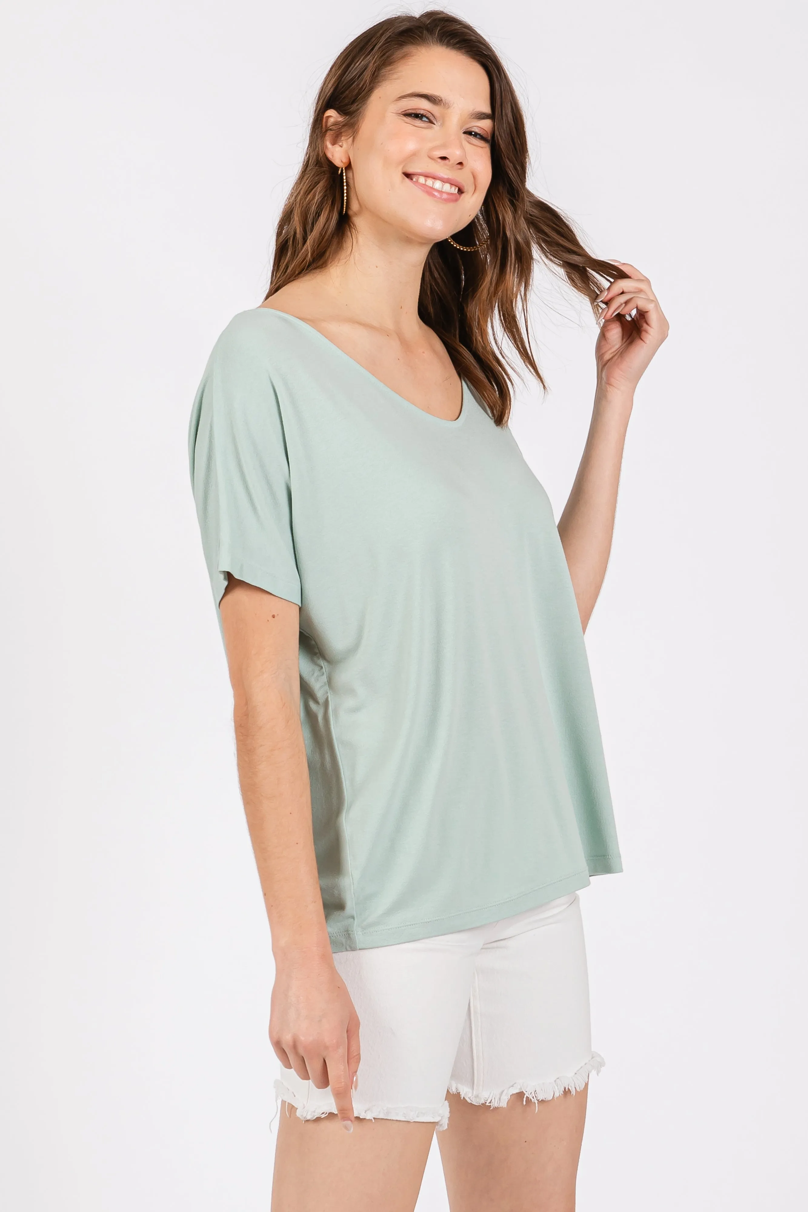 Mint Short Dolman Sleeve V-Neck Top sold by Pinkblush product image thumbnail 2