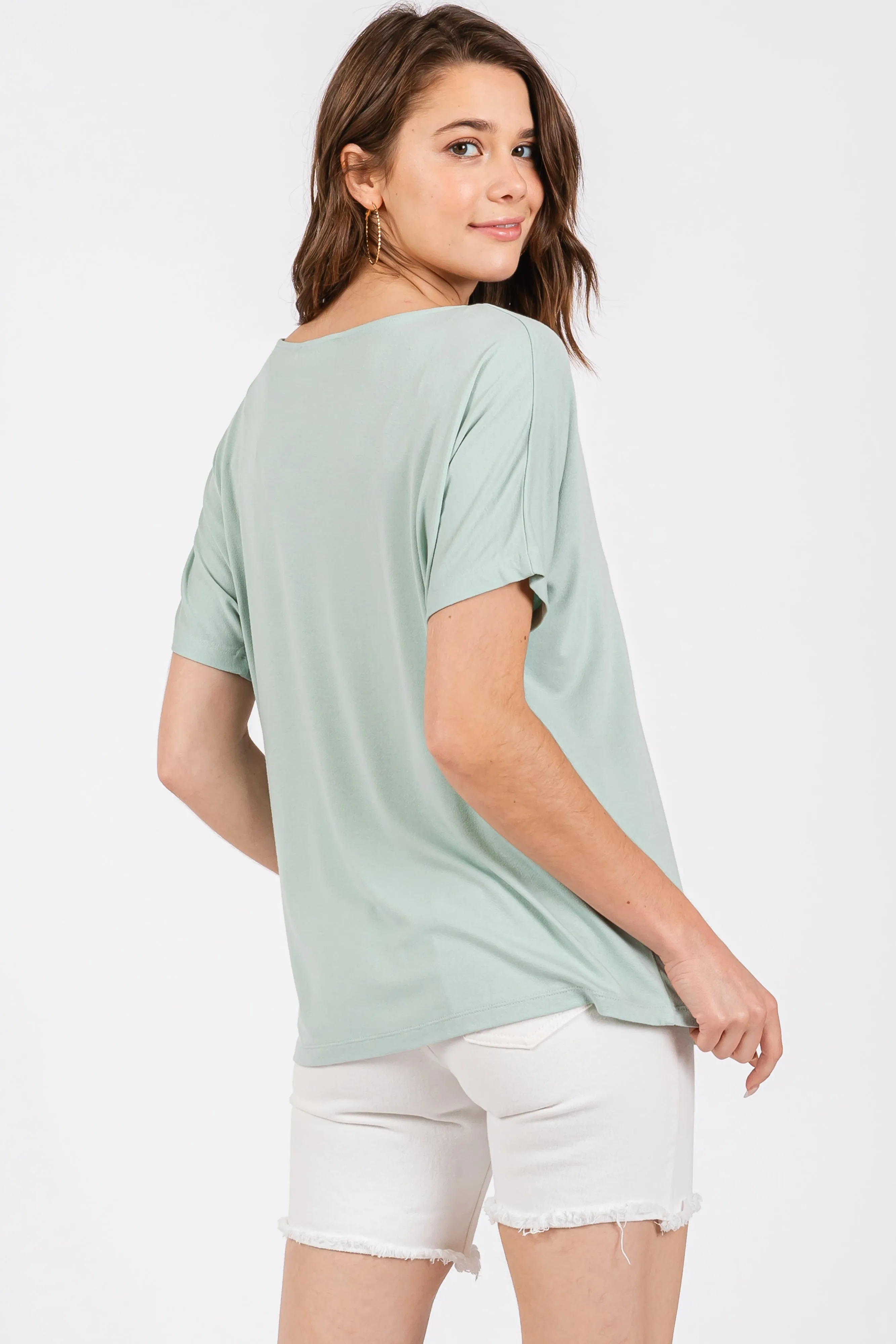 Mint Short Dolman Sleeve V-Neck Top sold by Pinkblush product image thumbnail 3