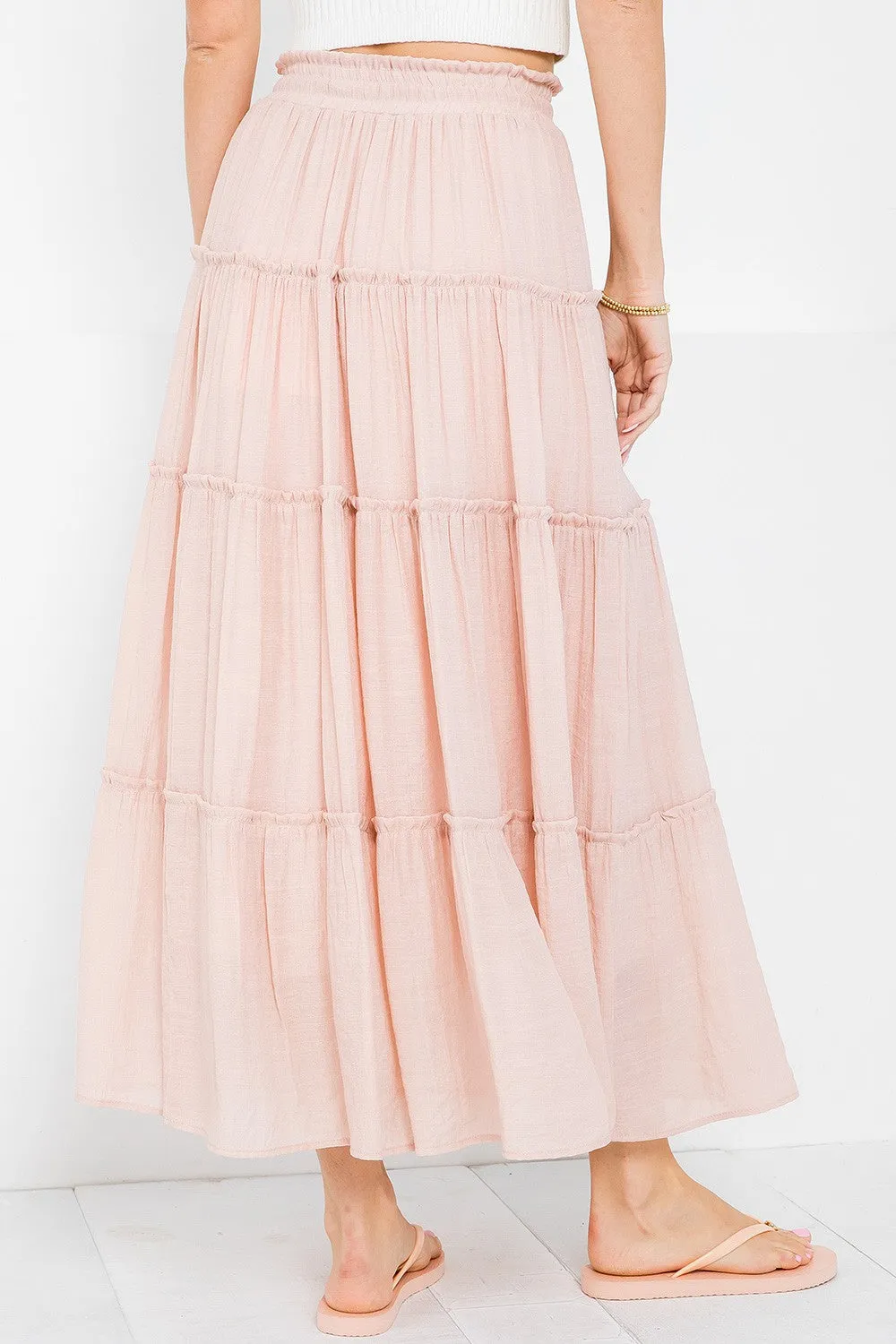 Nude Blush Tiered Maxi Skirt sold by Pinkblush product image thumbnail 4