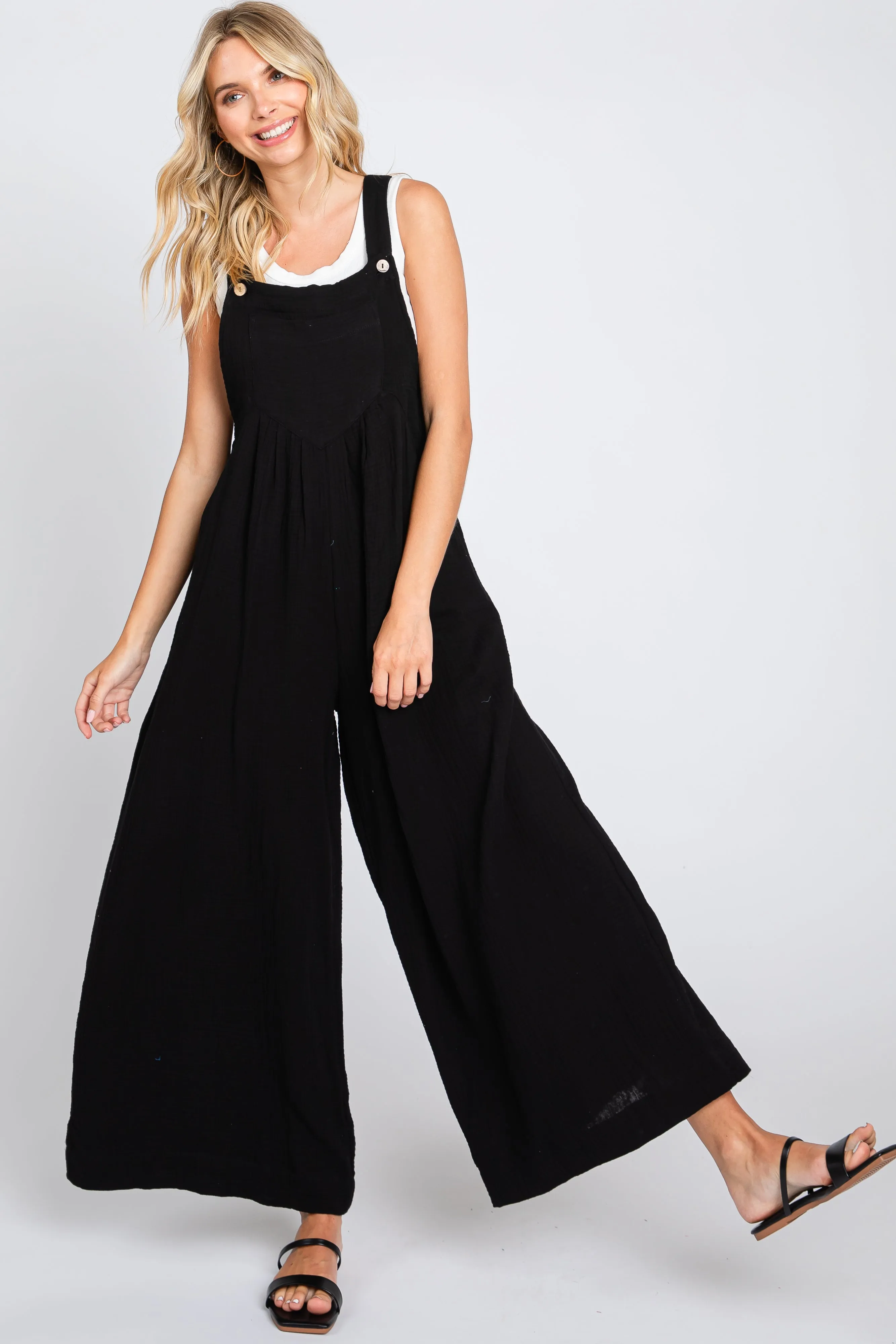 Black Pocket Front Maternity Wide Leg Jumpsuit sold by Pinkblush product image thumbnail 5