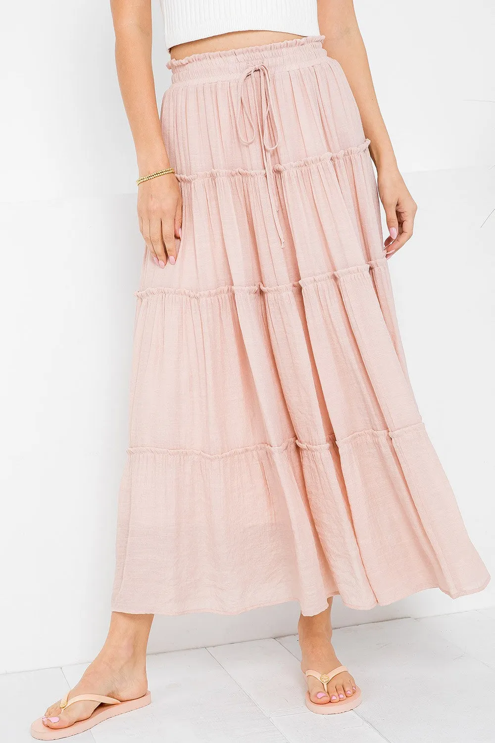 Nude Blush Tiered Maxi Skirt sold by Pinkblush product image thumbnail 2