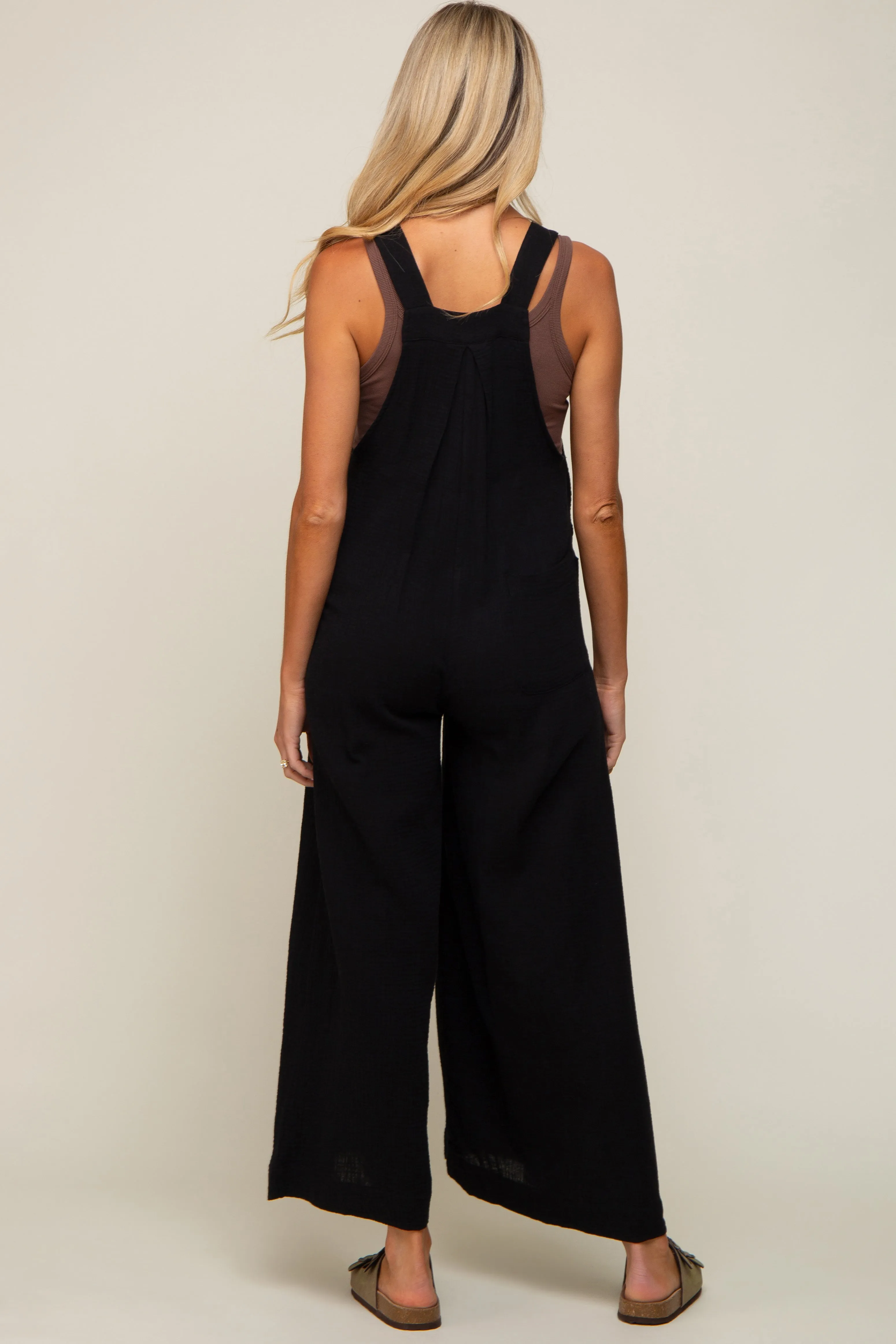 Black Pocket Front Maternity Wide Leg Jumpsuit sold by Pinkblush product image thumbnail 3