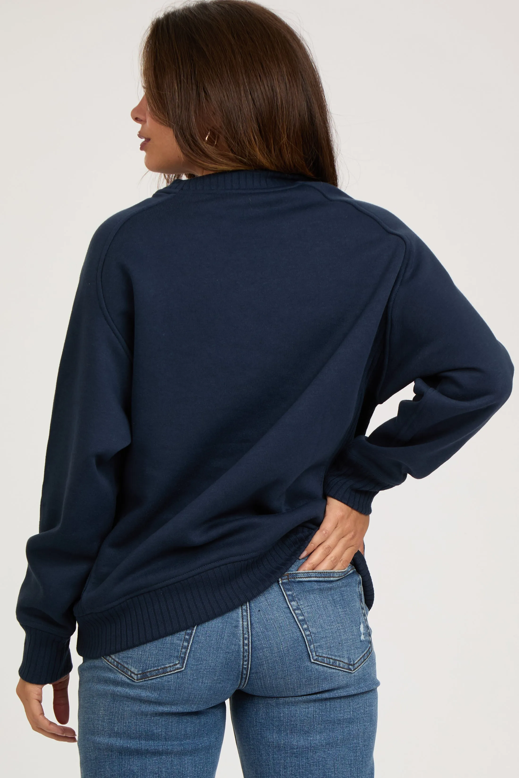Navy Blue Pullover Maternity Terry Crewneck sold by Pinkblush product image thumbnail 3