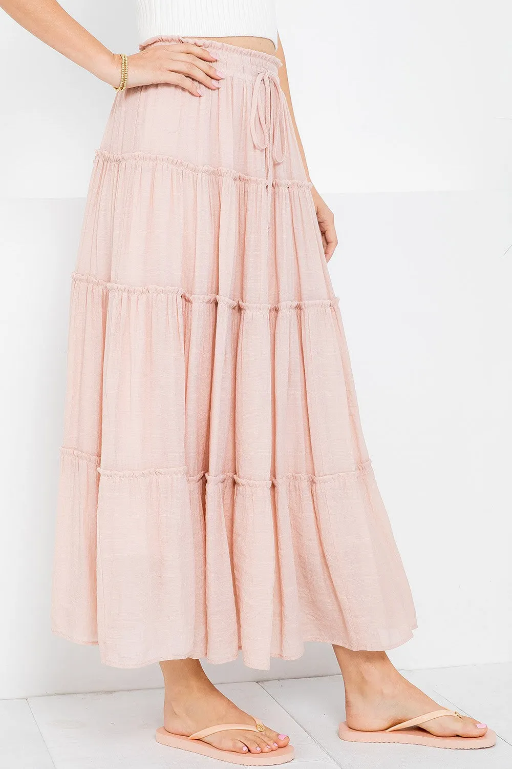 Nude Blush Tiered Maxi Skirt sold by Pinkblush product image thumbnail 3