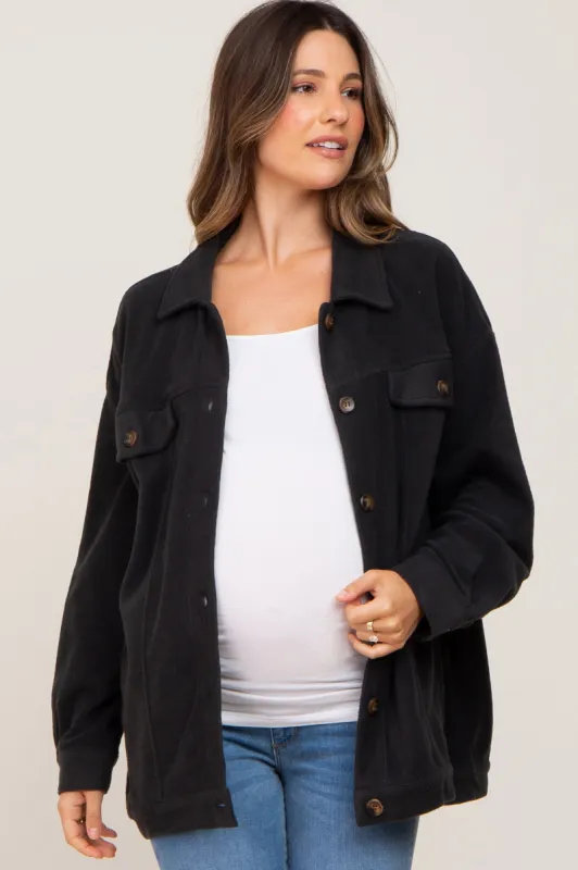 Charcoal Fleece Maternity Shirt Jacket sold by Pinkblush