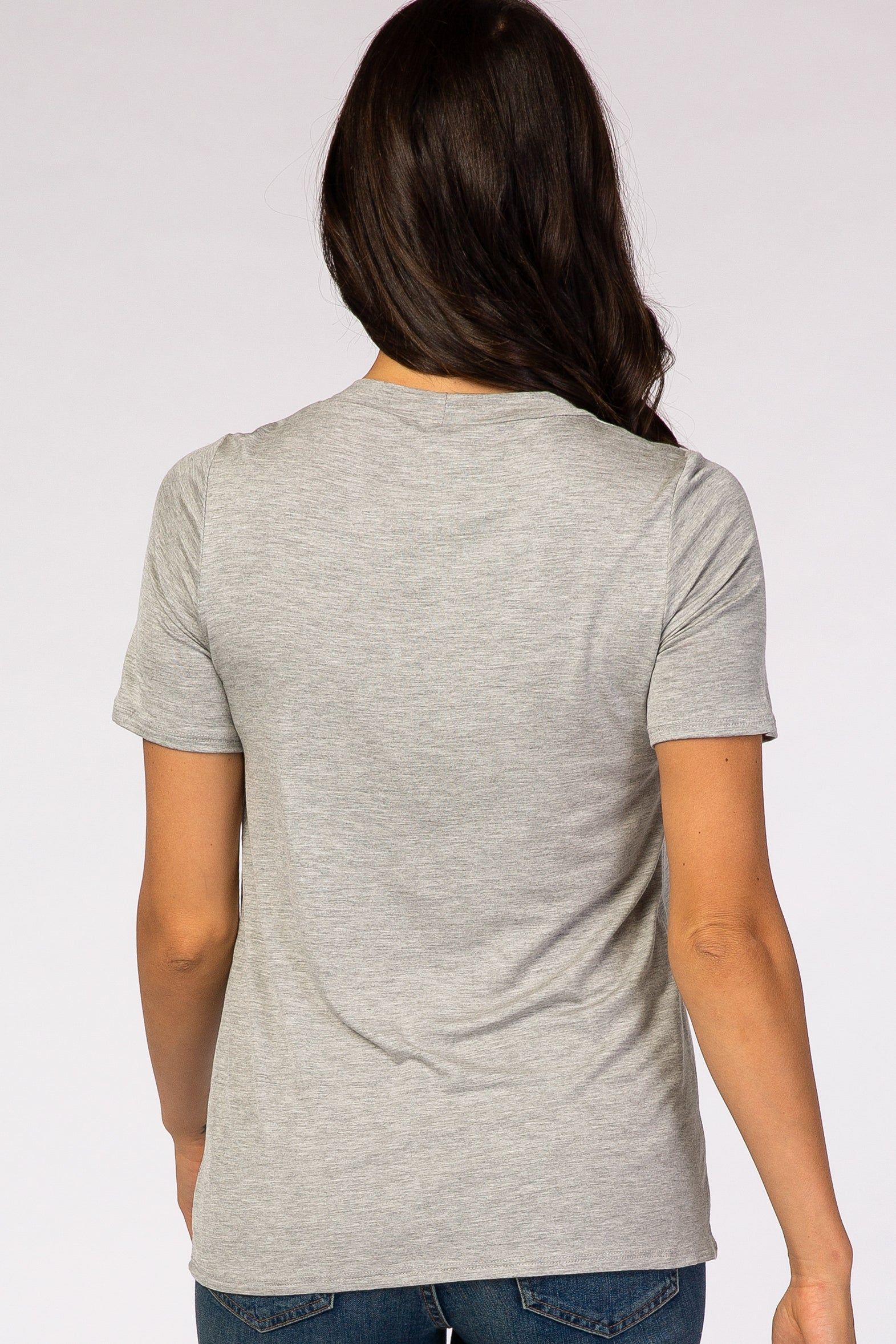 PinkBlush Heather Grey Short Sleeve Curved Hem Nursing Top sold by Pinkblush product image thumbnail 3