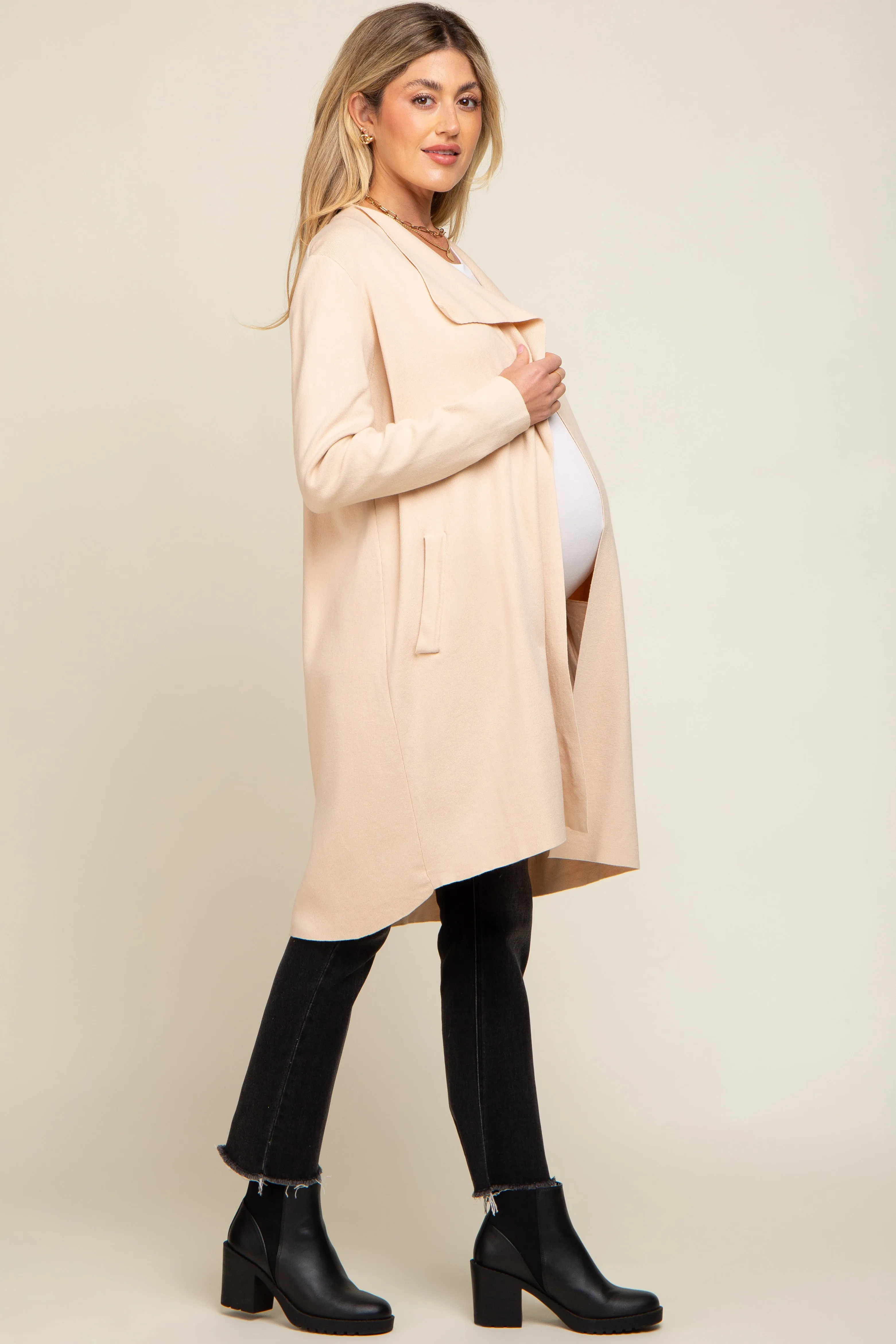 Cream Draped Maternity Cardigan sold by Pinkblush product image thumbnail 3