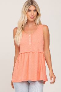 Coral Sleeveless Button Front Top sold by Pinkblush