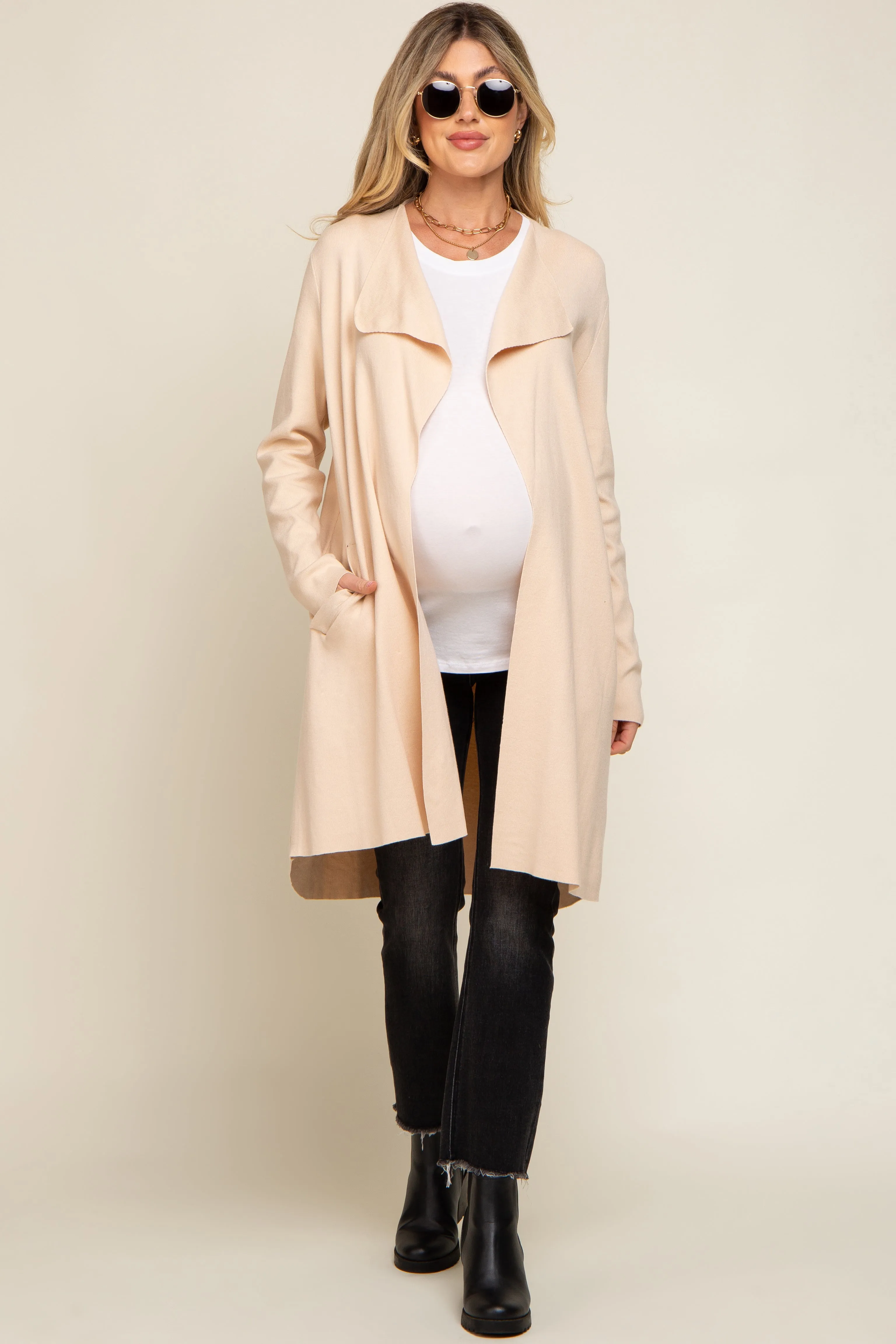 Cream Draped Maternity Cardigan sold by Pinkblush product image thumbnail 5