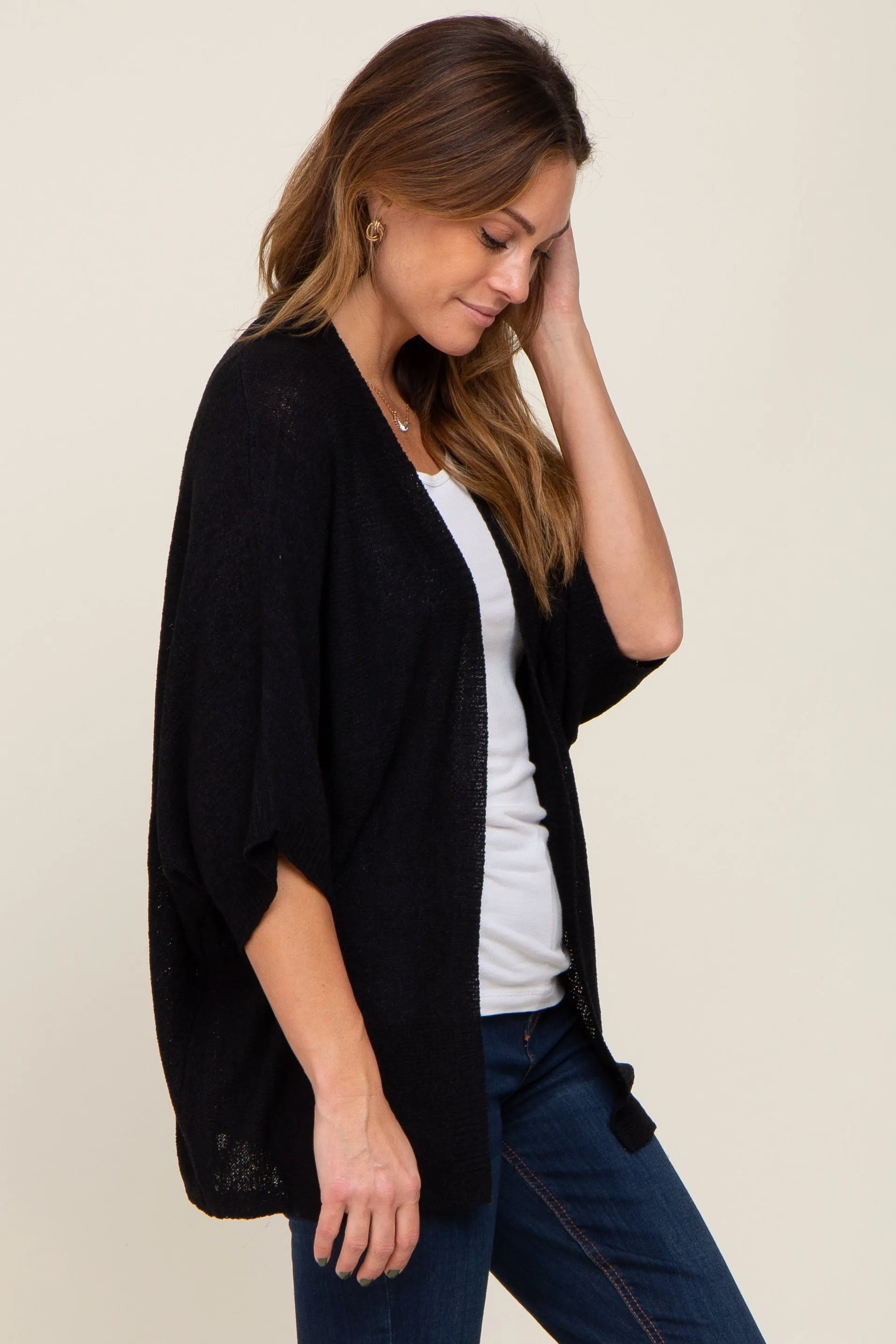 Black Dolman Short Sleeve Cardigan sold by Pinkblush product image thumbnail 2
