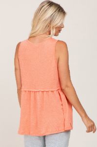 Coral Sleeveless Button Front Top sold by Pinkblush