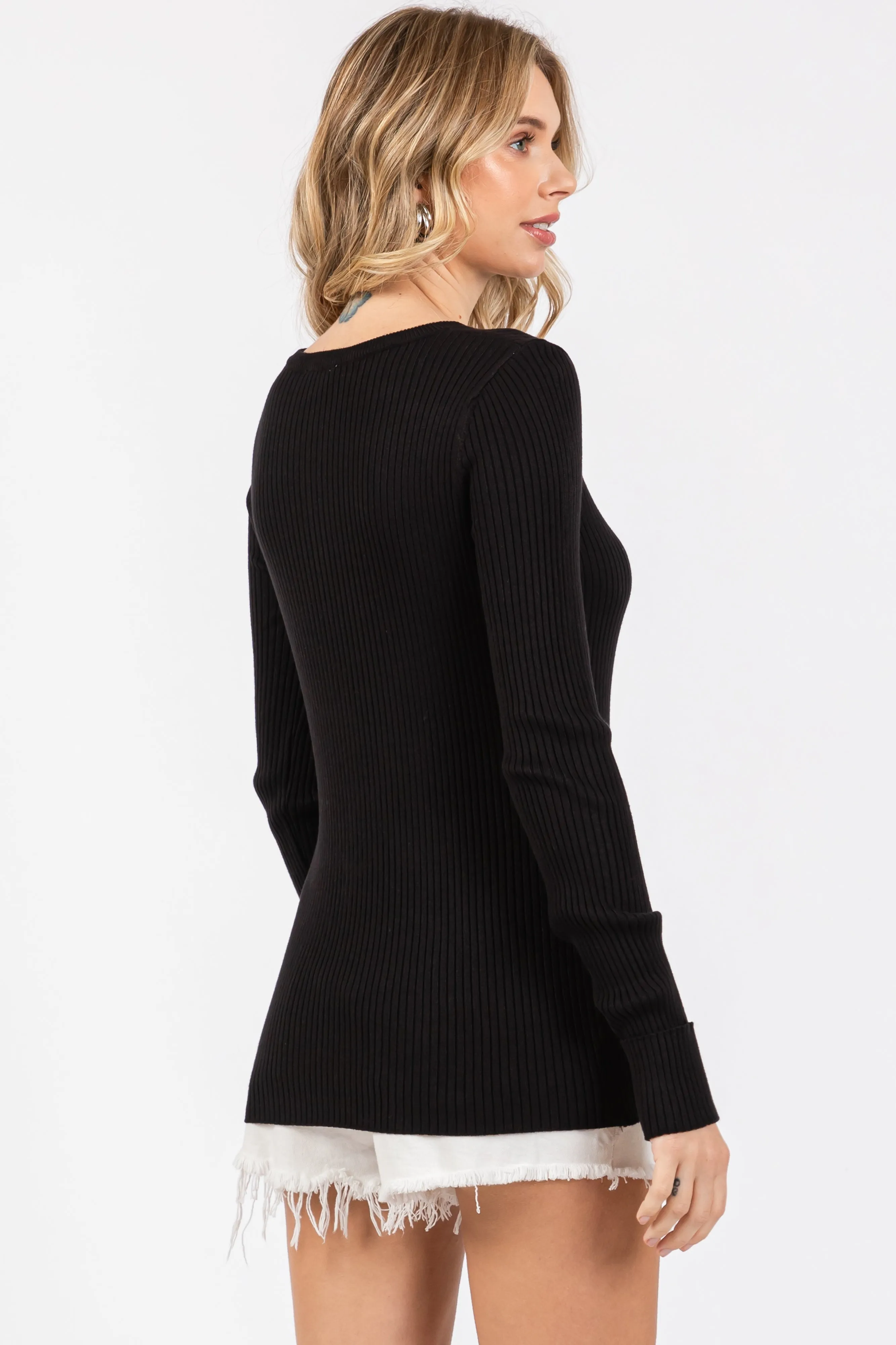 Charcoal Ribbed Henley Top sold by Pinkblush product image thumbnail 3