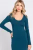 Dark Teal Solid Long Sleeve Scoop Neck Maxi Dress sold by Pinkblush