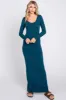 Dark Teal Solid Long Sleeve Scoop Neck Maxi Dress sold by Pinkblush