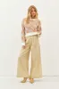 Taupe Flattering Cotton High Waisted Wide Leg Pants sold by Pinkblush