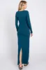 Dark Teal Solid Long Sleeve Scoop Neck Maxi Dress sold by Pinkblush