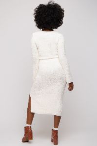 Cream Textured Knit Long Sleeve Top and Skirt Set sold by Pinkblush