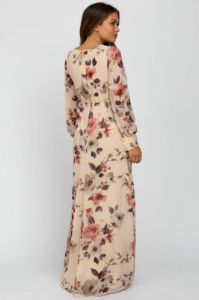 Cream Floral Chiffon Maternity Maxi Dress sold by Pinkblush