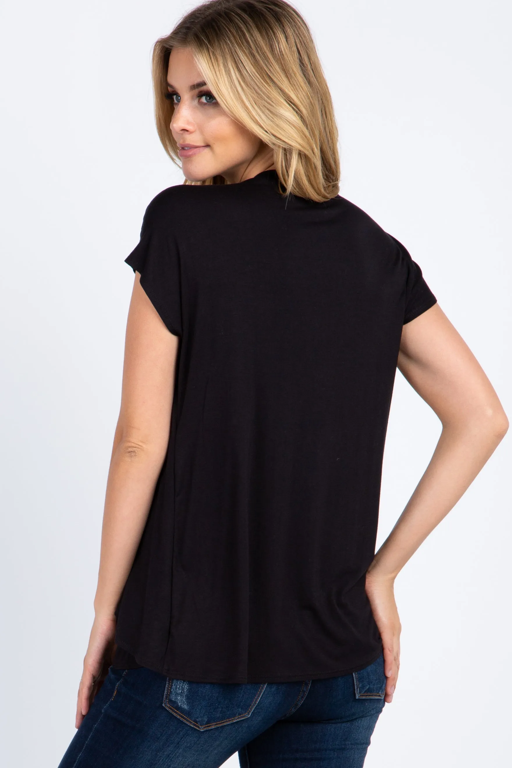 PinkBlush Black Layered Wrap Front Nursing Top sold by Pinkblush product image thumbnail 3