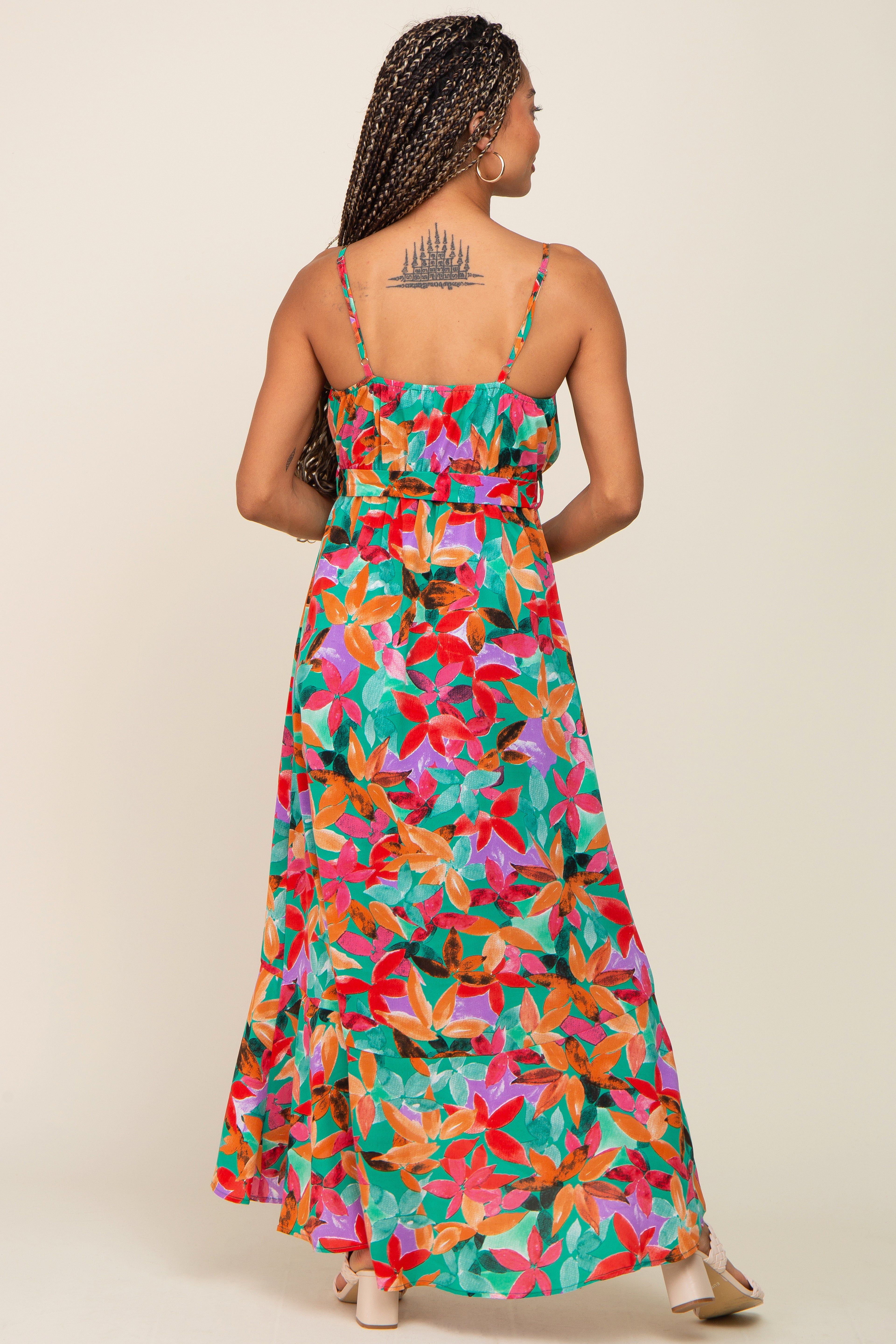 Green Floral Hi-Lo Wrap Maxi Dress sold by Pinkblush product image thumbnail 3