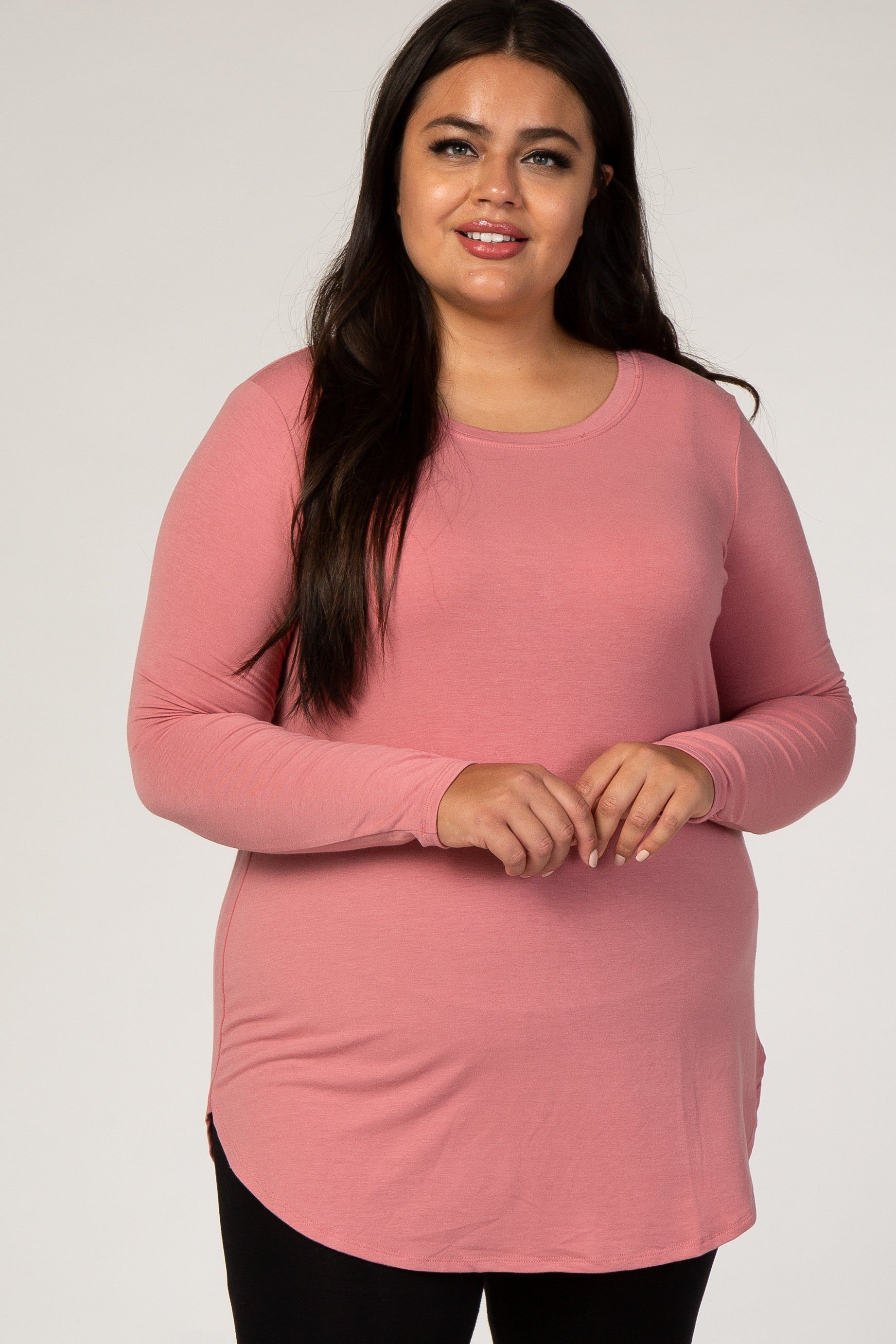 Pink Basic Long Sleeve Plus Maternity Shirt sold by Pinkblush product image thumbnail 5