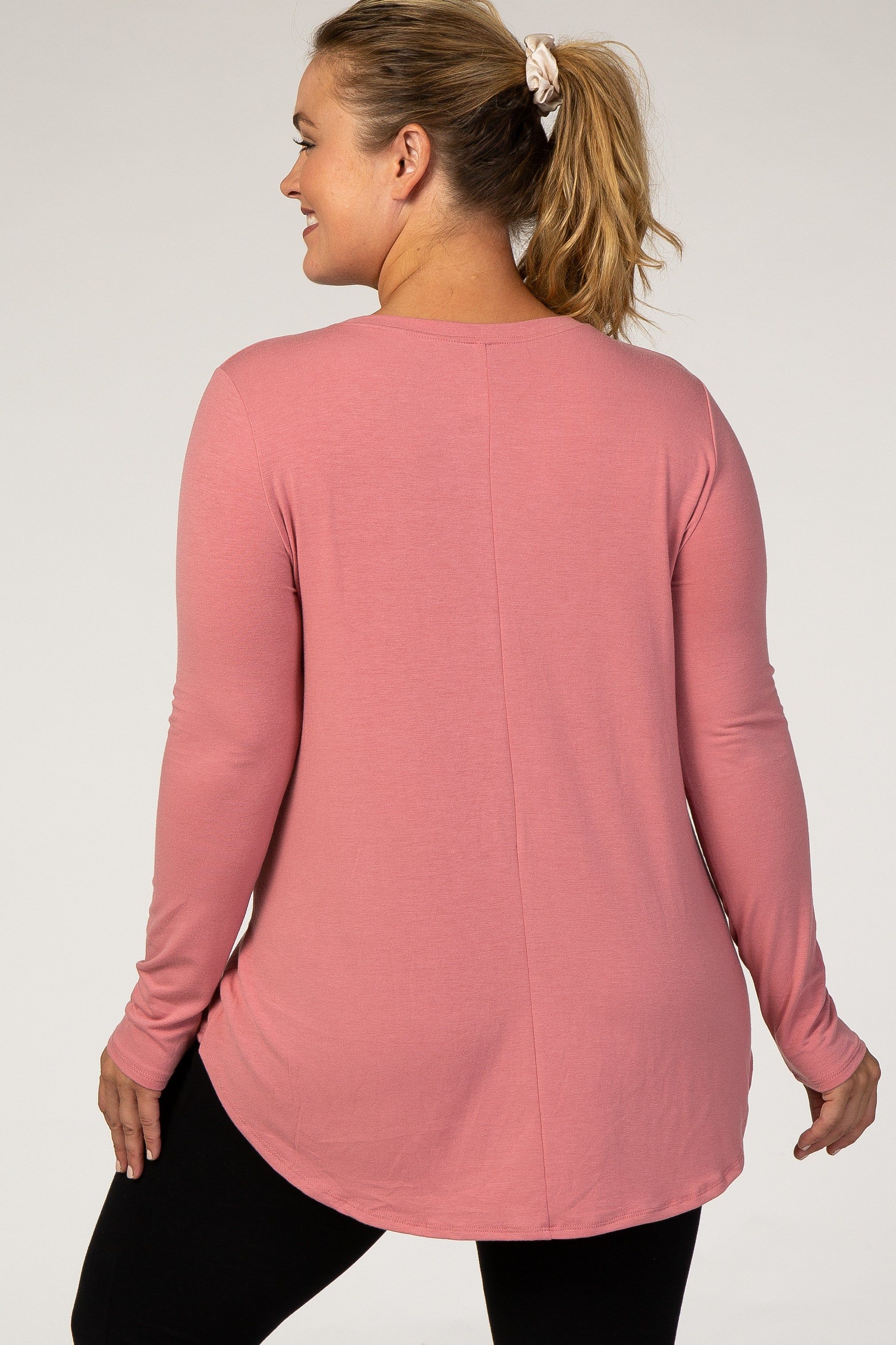 Pink Basic Long Sleeve Plus Maternity Shirt sold by Pinkblush product image thumbnail 3
