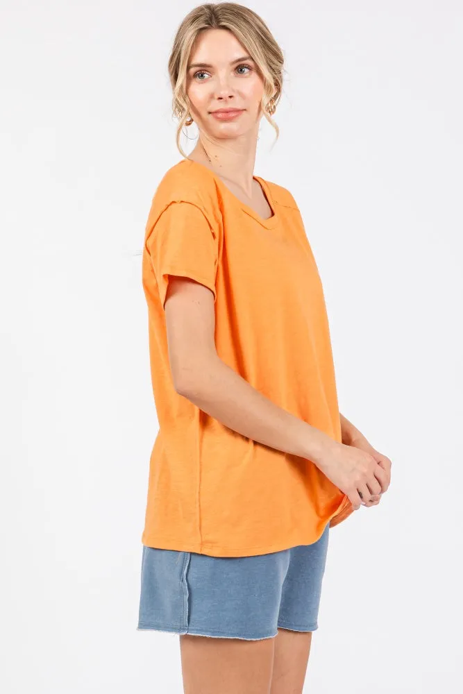 Orange Raw Hem Short Sleeve Top sold by Pinkblush product image thumbnail 2