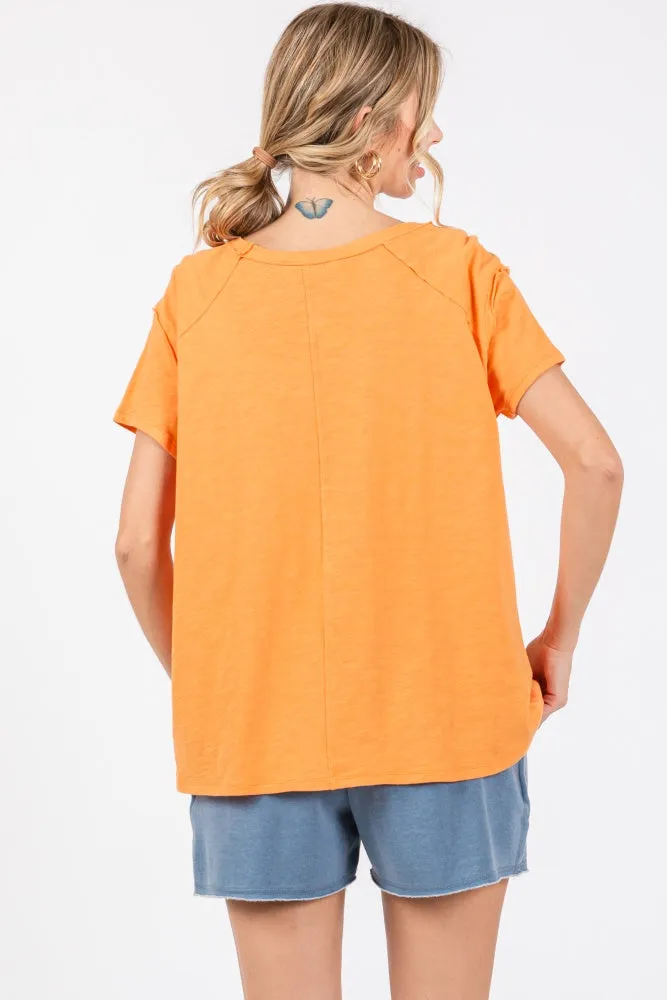 Orange Raw Hem Short Sleeve Top sold by Pinkblush product image thumbnail 3
