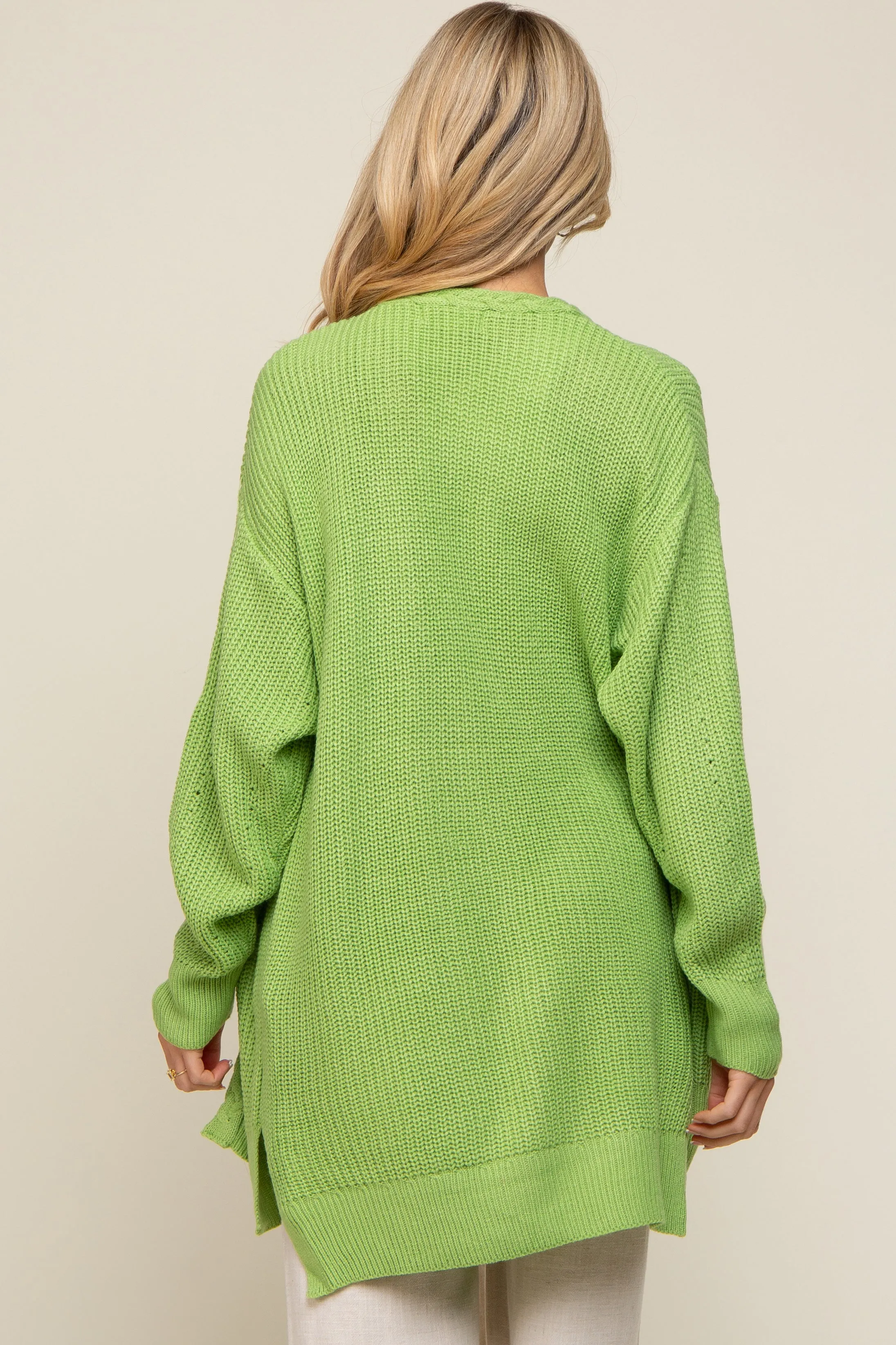 Lime Green Cable Knit Accent Maternity Cardigan sold by Pinkblush product image thumbnail 4