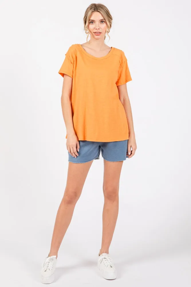 Orange Raw Hem Short Sleeve Top sold by Pinkblush product image thumbnail 4