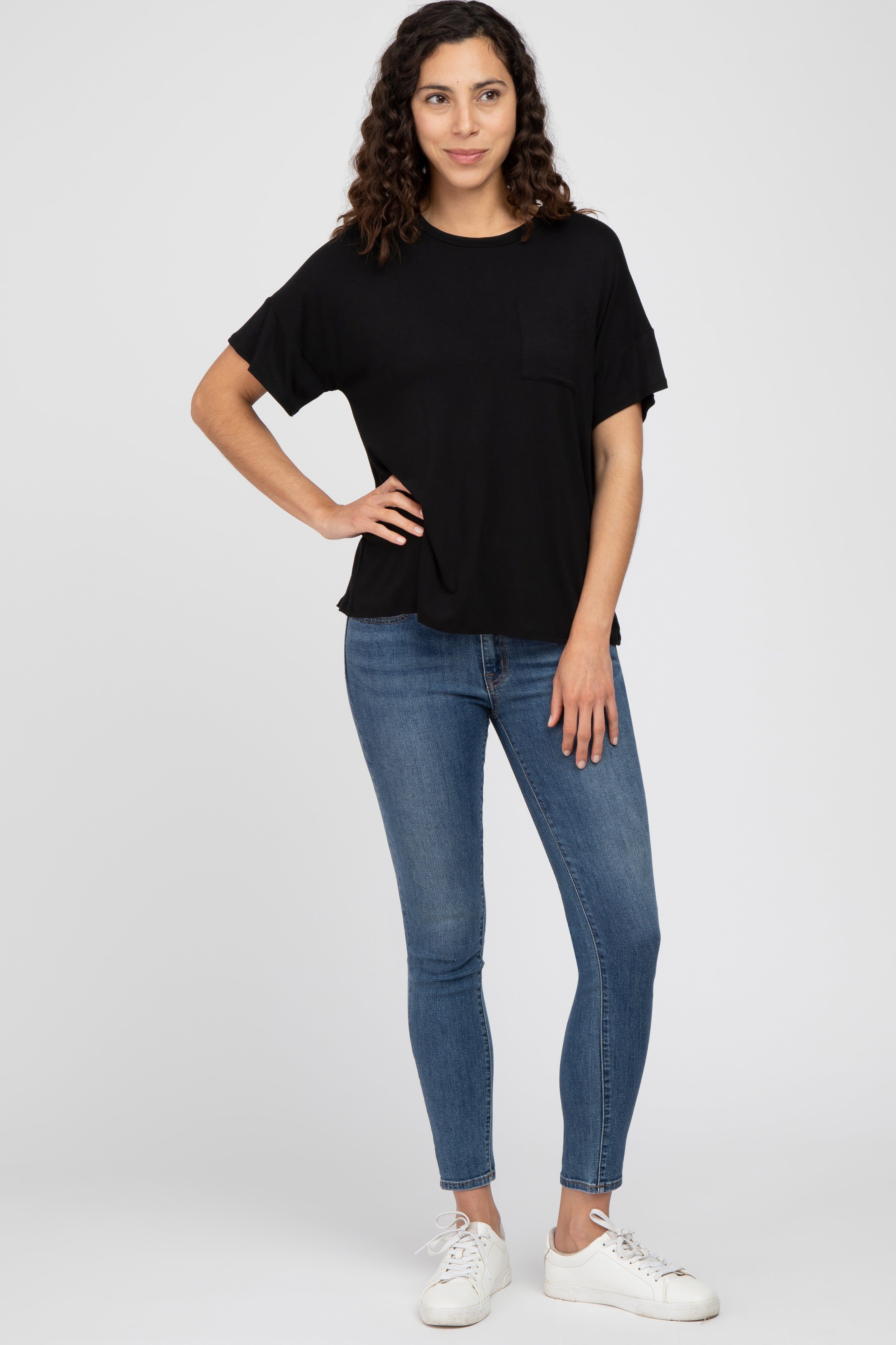 Black Pocket Front Short Sleeve Top sold by Pinkblush product image thumbnail 4