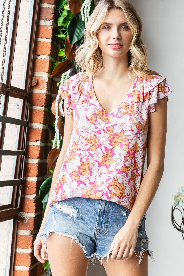 Magenta Floral Ruffle Sleeve Maternity Top sold by Pinkblush product image thumbnail 5