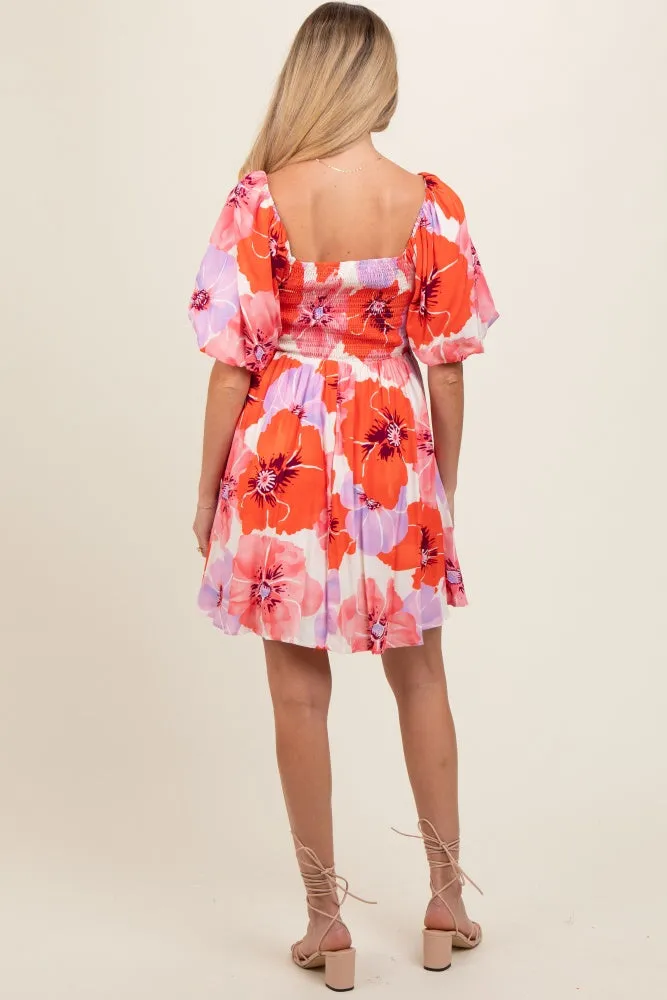 Pink Puff Sleeve Front Twist Maternity Mini Dress sold by Pinkblush product image thumbnail 5