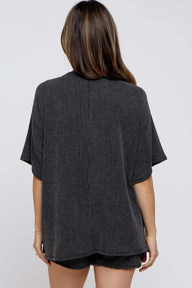 Charcoal Ribbed T-Shirt and Short Maternity Set sold by Pinkblush product image thumbnail 4