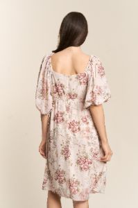Cream Vintage Floral Print Dress sold by Pinkblush