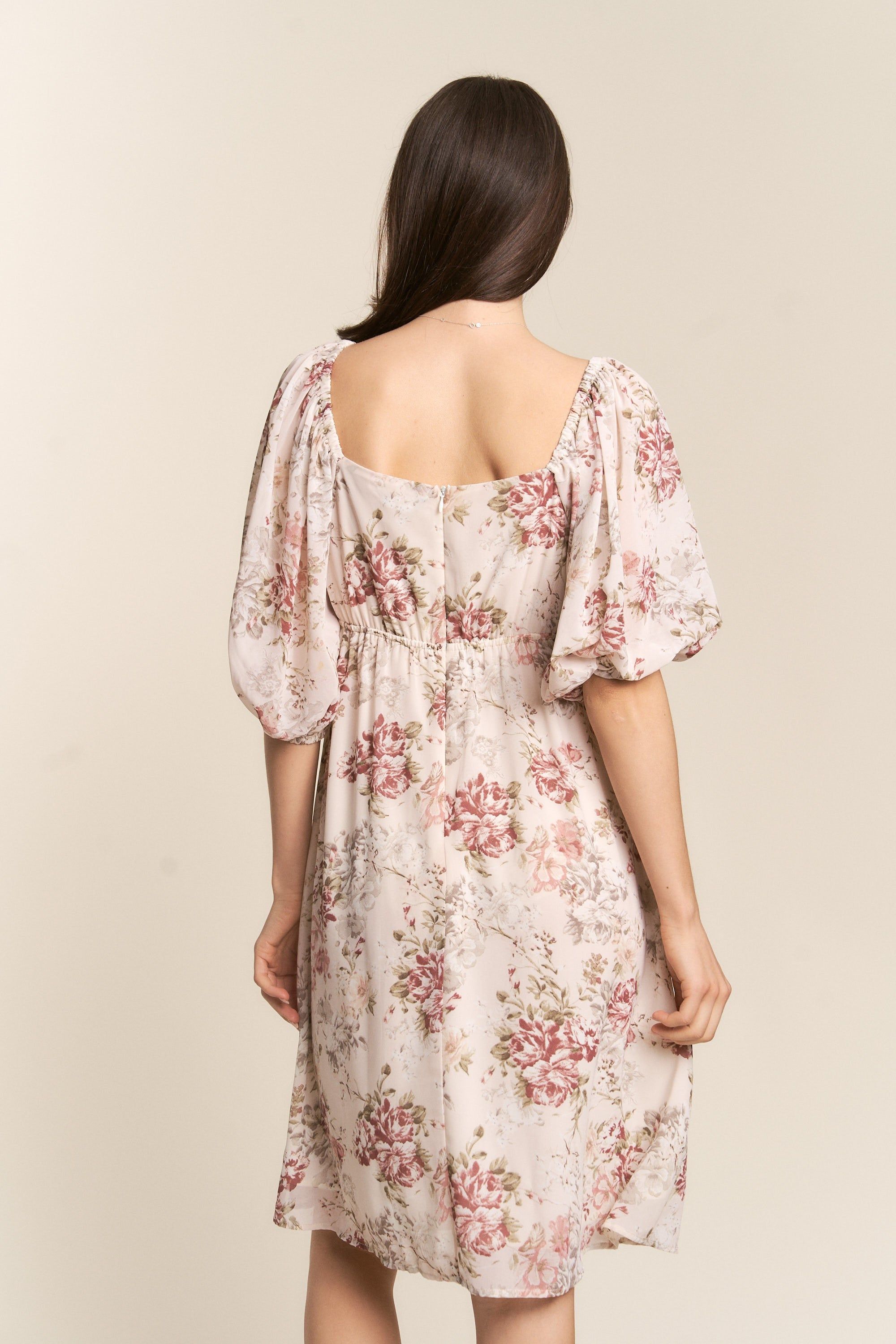 Cream Vintage Floral Print Dress sold by Pinkblush product image thumbnail 3