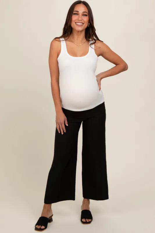 Black Ankle Wide Leg Maternity Trousers sold by Pinkblush