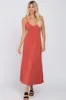 Rust V-Neck Criss Cross Back Side Slit Maternity Midi Dress sold by Pinkblush