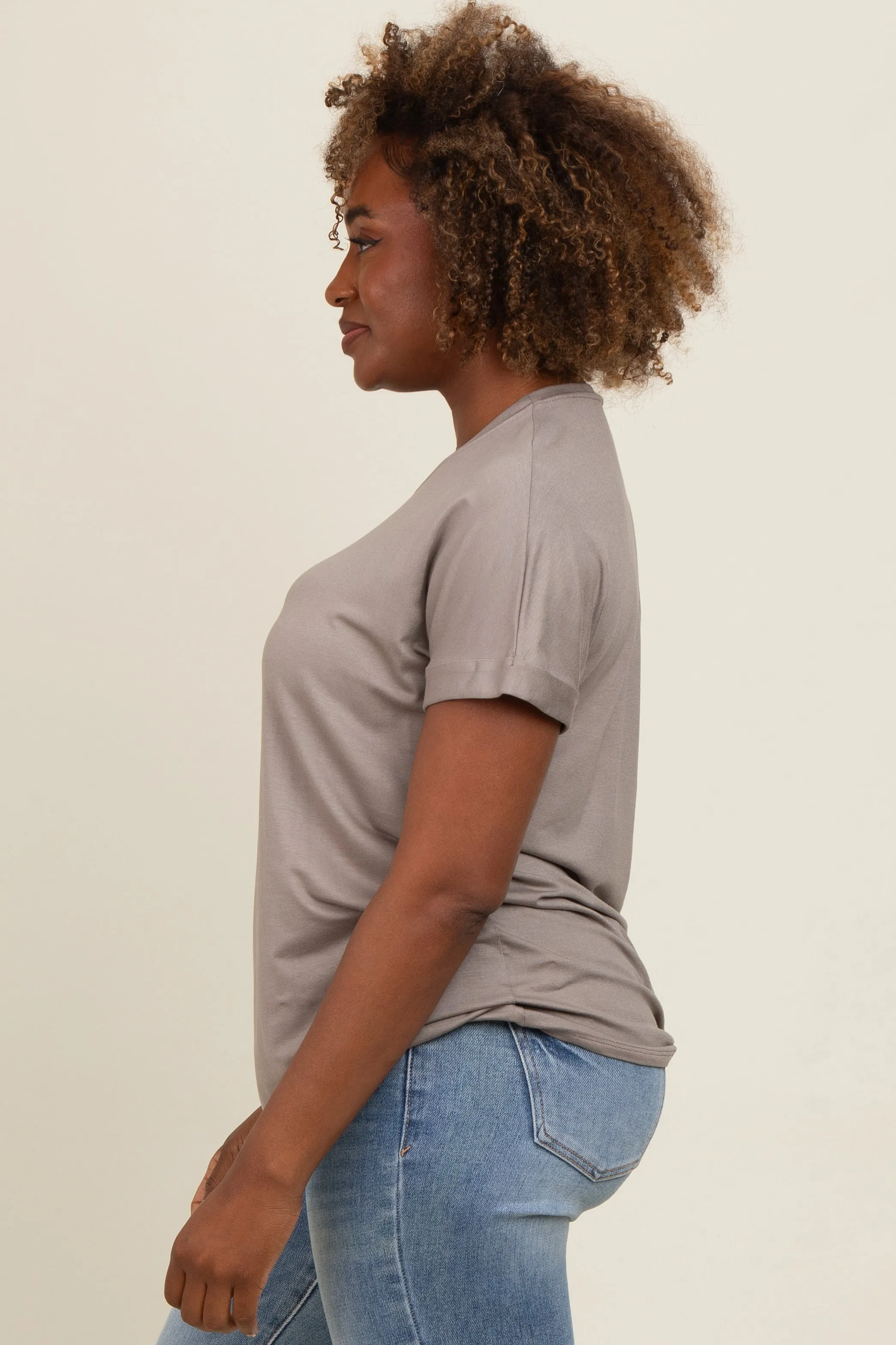 Taupe Relaxed Fit T-Shirt sold by Pinkblush product image thumbnail 2