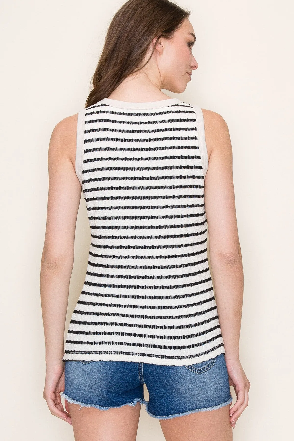 Navy Striped Knit Sleeveless Top sold by Pinkblush product image thumbnail 3