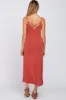 Rust V-Neck Criss Cross Back Side Slit Maternity Midi Dress sold by Pinkblush